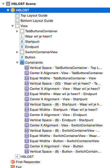Views in een container-view: auto-layout-constraints