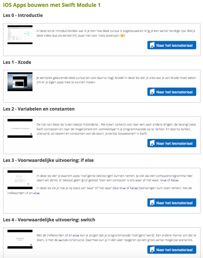iOS Apps bouwen met Swift videocursus module 1 - scherm 1