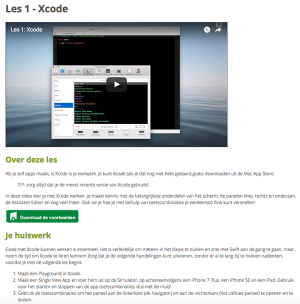 iOS Apps bouwen met Swift videocursus module 1 - scherm 2